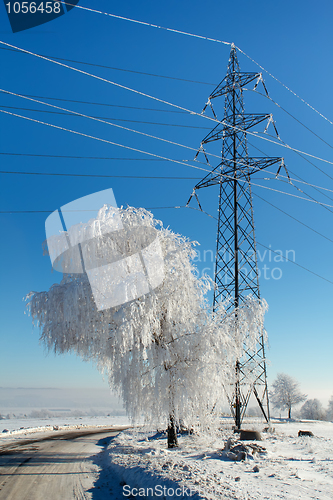 Image of Winter road on a sunny frosty day