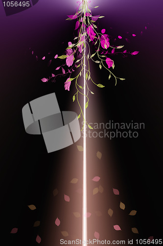 Image of abstract background of flowers and leaves
