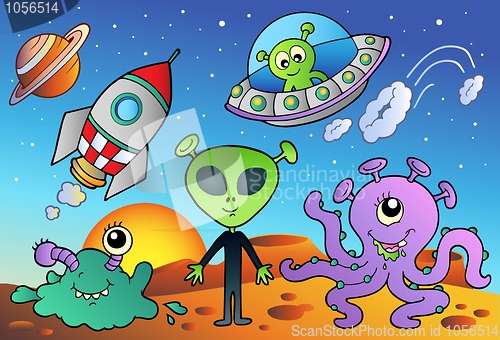 Image of Various alien and space cartoons