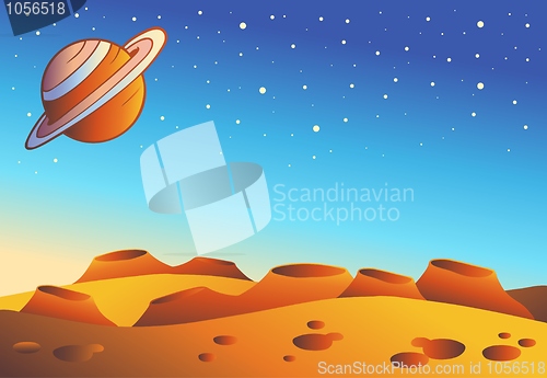 Image of Cartoon red planet landscape