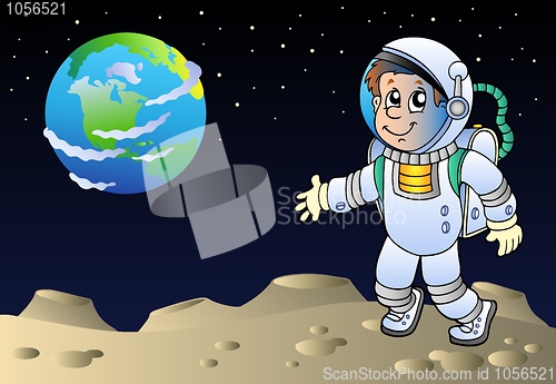 Image of Moonscape with cartoon astronaut