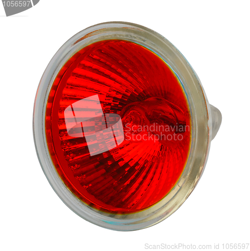 Image of red halogen electric lamp, isolated