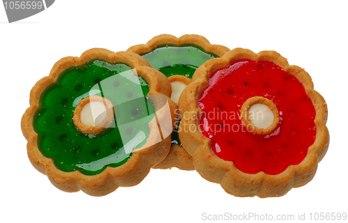 Image of Cookies with red and green jelly, isolated