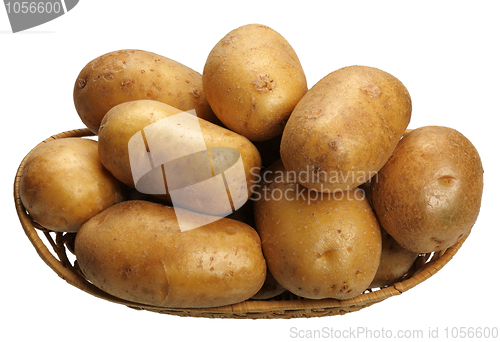 Image of Potatoes in a basket, isolated