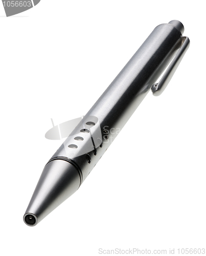 Image of Shiny steel ball-point pen, hyper DoF, isolated