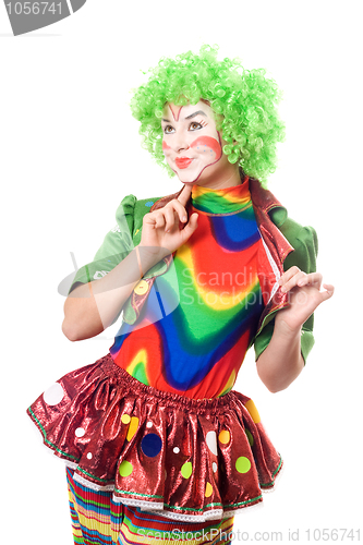 Image of Portrait of expressive female clown