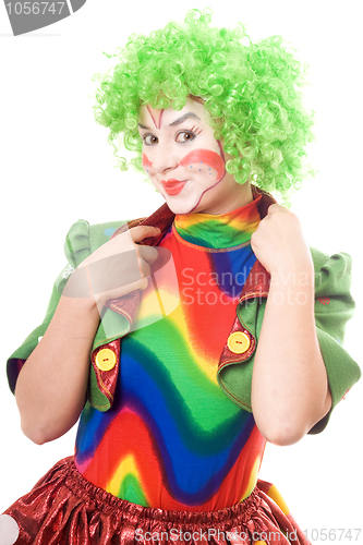 Image of Portrait of smiling female clown