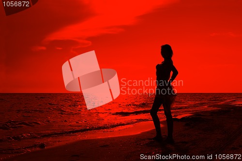 Image of Teenage girl on the beach