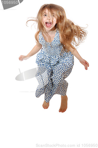 Image of jumping and screeming happy little girl