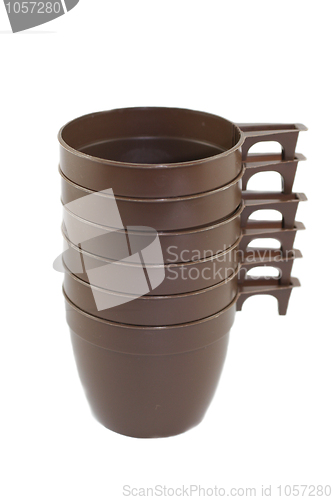 Image of Pile of brown plastic glasses