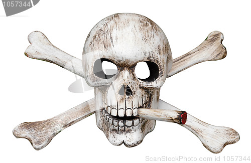 Image of Skull and Cross Bones with Cigarette 