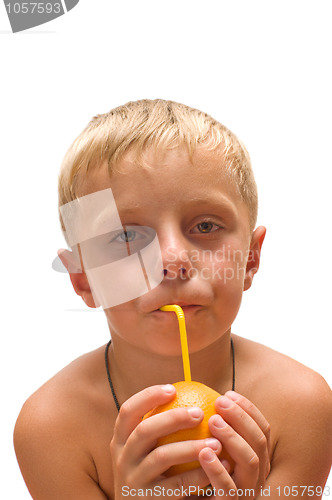 Image of Child with an orange.