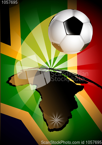 Image of South Africa Flag & Soccer Ball Background 