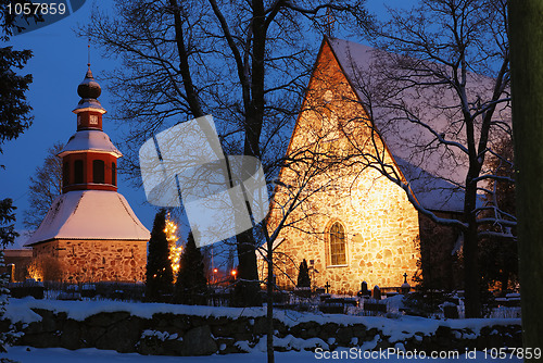 Image of christmas night scenery in Finland