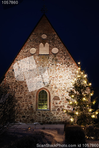 Image of christmas night scenery in Finland