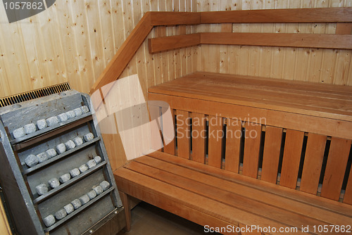 Image of interior of a wooden sauna