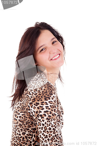 Image of Beautiful young woman smiling