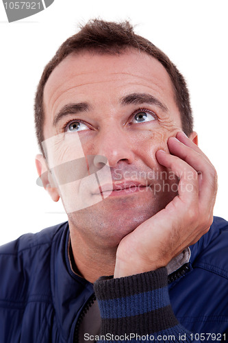 Image of Portrait of a middle-age man looking up