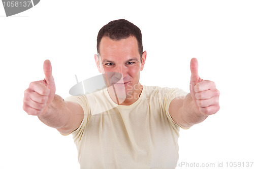 Image of happy men with thumbs up