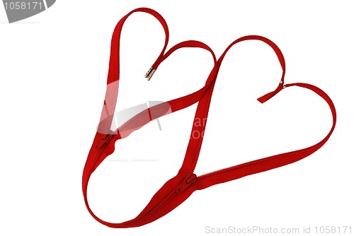 Image of Valentine day linked red zipper hearts