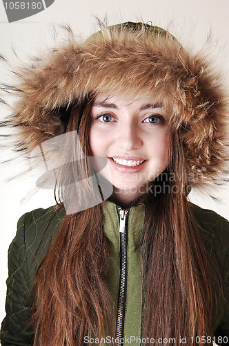 Image of Girl with fur hat.