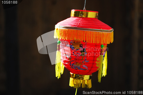 Image of red fringed Chinese lantern
