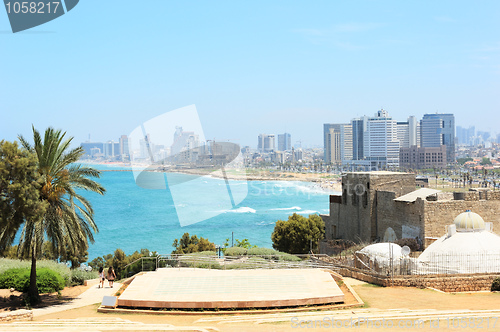 Image of Sea coast and the view of Tel Aviv