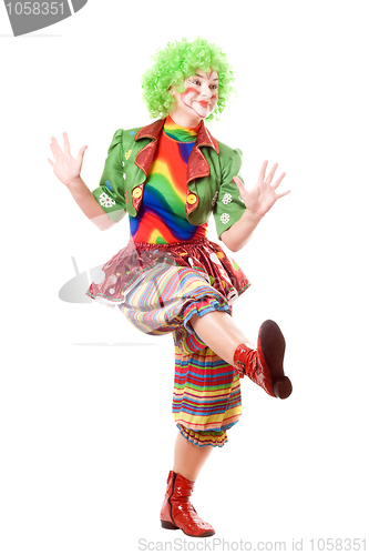Image of Cheerful posing female clown