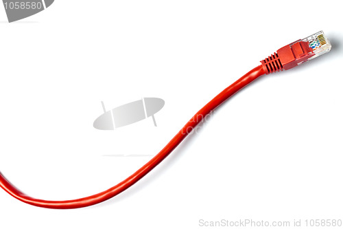 Image of Red network plug on white 