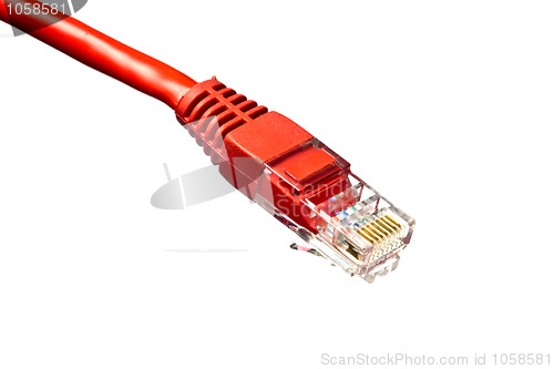 Image of Red network plug on white 