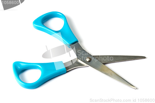 Image of Blue scissors isolated on white 