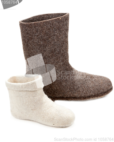 Image of Pair light and dark big woolly lock footwear