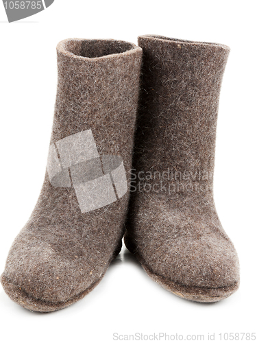 Image of Pair gray woolly lock footwear