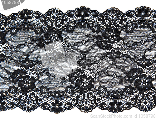 Image of Black lace with pattern in the manner of flower