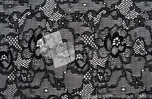 Image of Background from black lace with pattern with form flower