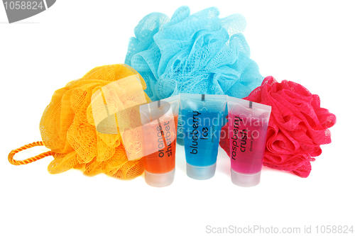 Image of Set for bath colour sponges