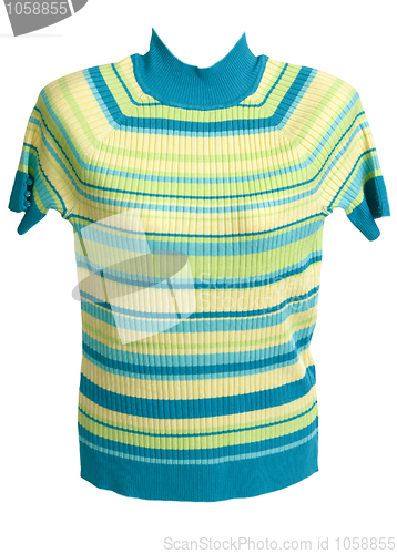 Image of Feminine striped sweater with short sleeve