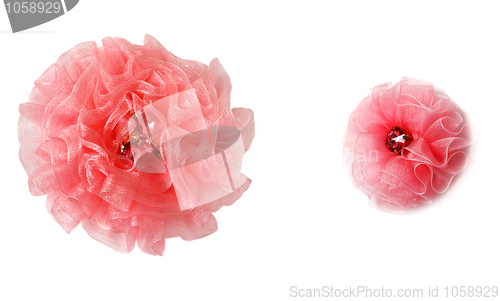 Image of Collage two red fabrics rose