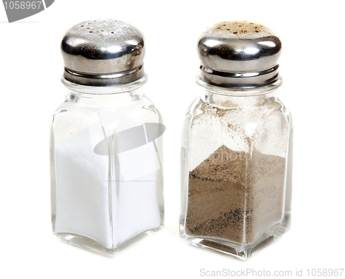Image of Glass saltcellar and pepper shaker