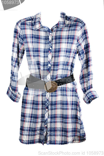 Image of Feminine plaid shirt and leather belt