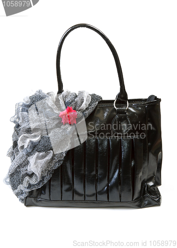 Image of Feminine bag with scarf and red rose