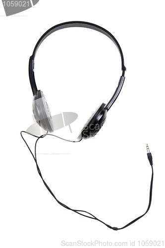 Image of Black earphones with wire and jackplug