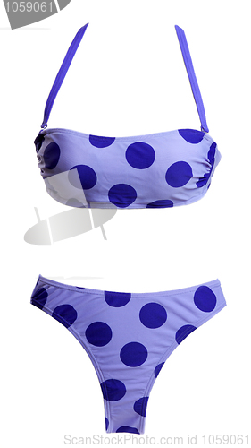 Image of Blue swimsuit with a circular pattern
