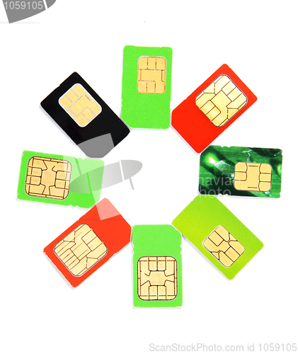 Image of Eight colorful sim card