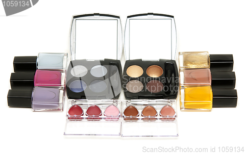 Image of Set of the make-up, varnish for nail