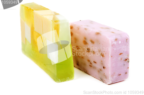 Image of Green and purple fruit soap