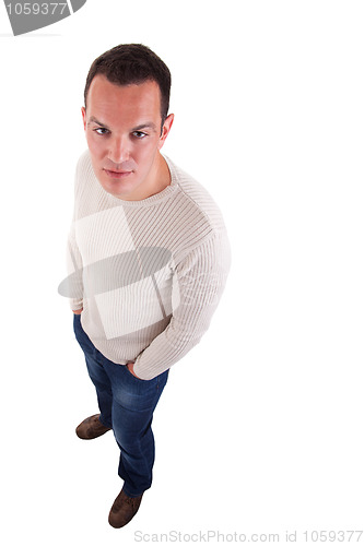 Image of handsome man photographed from above