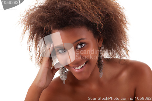 Image of beautiful black  woman, smiling
