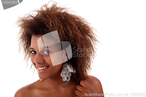 Image of beautiful black  woman, smiling