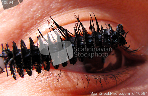 Image of   Close-up of a woman eye applying mascara